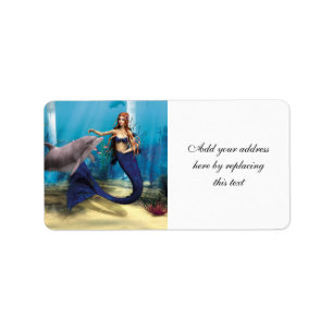 Mermaid and Dolphin Label