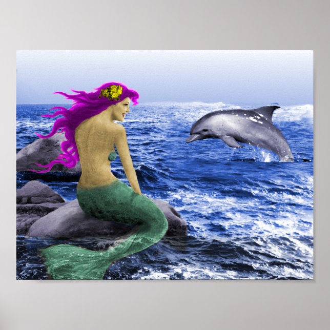 Mermaid and Dolphin Poster (Front)
