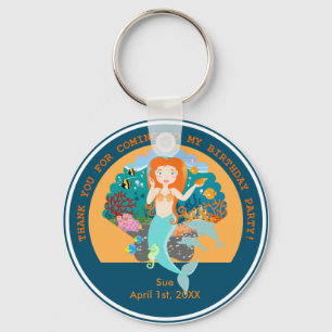 Mermaid and dolphins birthday party key ring