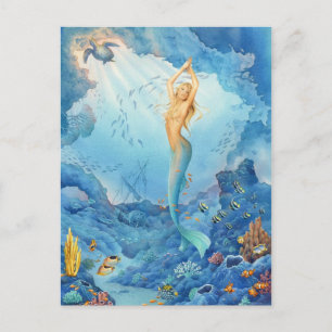 Mermaid and Dolphins by Scot Howden Postcard