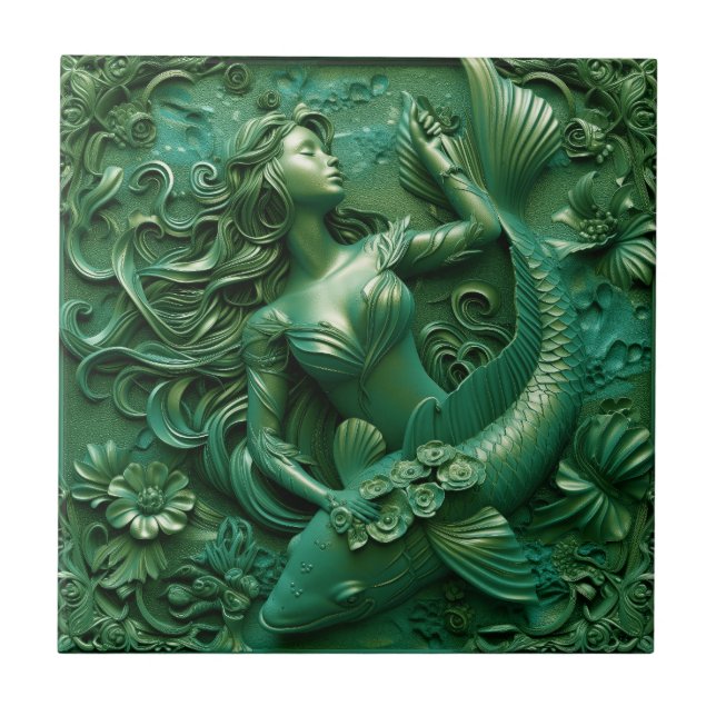Mermaid and Fish 3D Effect Tile (Front)