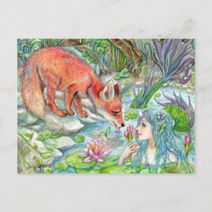 Mermaid and Fox Postcard