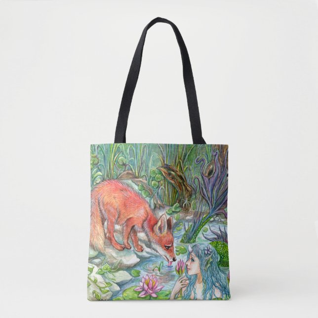 Mermaid and Fox Tote Bag (Front)