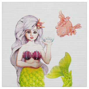 Mermaid and friend fabric