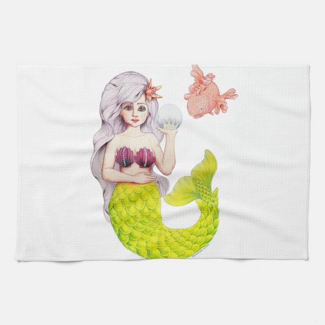 Mermaid and friend tea towel (Horizontal)