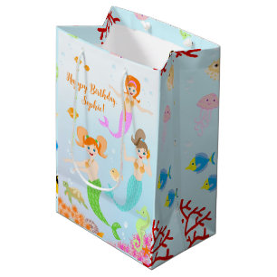Mermaid and friends girly Birthday Party Medium Gift Bag