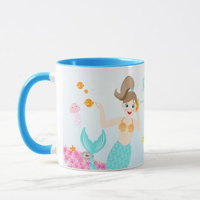 Mermaid and friends girly Birthday Party Mug (Left)