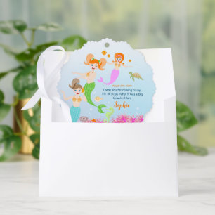 Mermaid and friends girly Birthday Party Tree Decoration Card