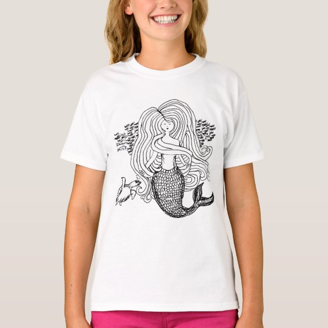 Mermaid and Friends Sketch T-Shirt (Front)