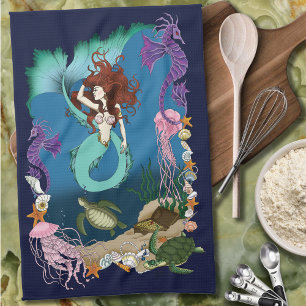 Mermaid and Friends Tea Towel