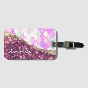 Mermaid and Glitter Luggage Tag