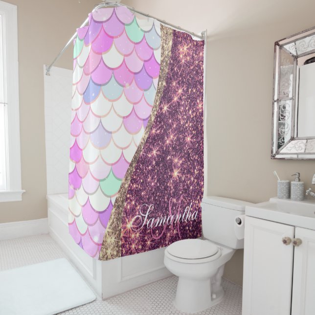 Mermaid and Glitter Shower Curtain (In Situ)