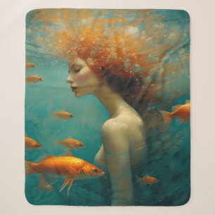 Mermaid and Goldfish Sherpa Blanket