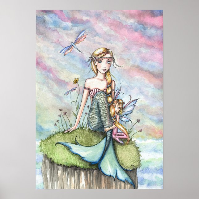 Mermaid and Little Fairy Poster Print (Front)