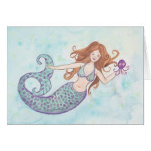 Mermaid and Octopus Greeting Card