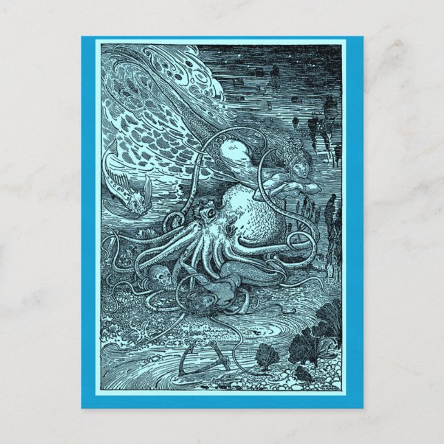 Mermaid and Octopus Postcard (Front)