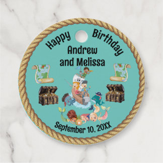 Mermaid and Pirate Birthday Favour Tags