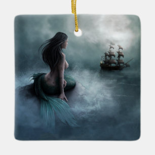 Mermaid and Pirate Ship Ceramic Tree Decoration