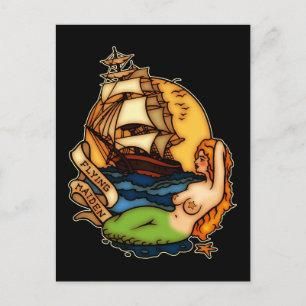 Mermaid and Pirate Ship Postcard