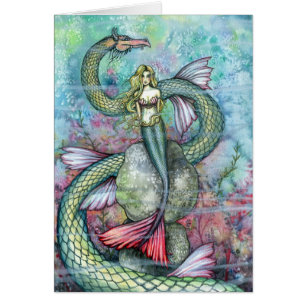 Mermaid and Sea Serpent Card ~ Blank