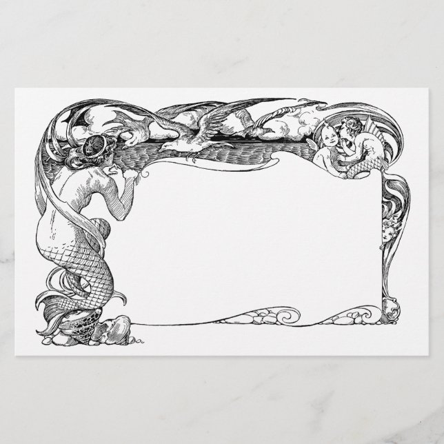 Mermaid and Seagulls Stationery (Front)