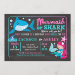 Mermaid and Shark Joint Birthday Invitation<br><div class="desc">All designs are © Happy Panda Print</div>