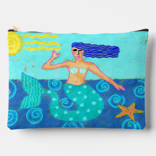 Mermaid and Starfish Abstract Art Accessory Pouch