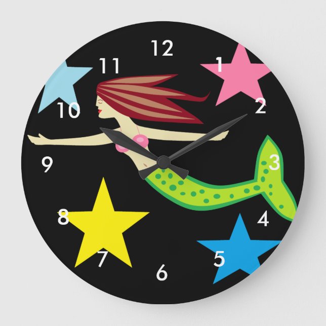 Mermaid And Stars Large Clock (Front)