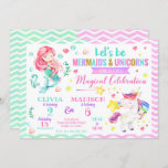Mermaid and Unicorn Joint Birthday Invitation<br><div class="desc">All designs are © Happy Panda Print</div>