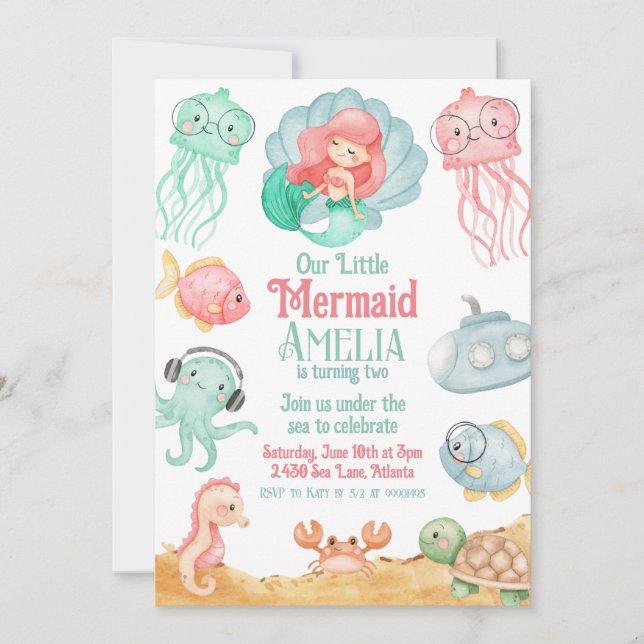 Mermaid Anniversary Invitation (Front)