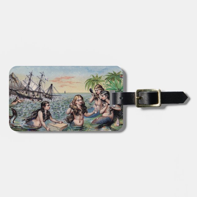 Mermaid Antique Magic Nautical Ocean Luggage Tag (Front Horizontal)