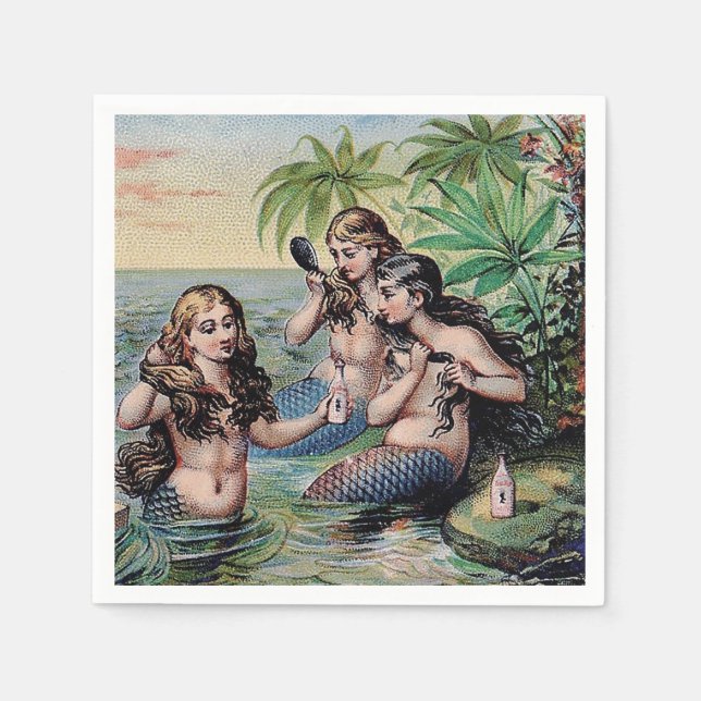 Mermaid Antique Magic Nautical Ocean Napkin (Front)