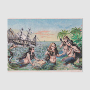 Mermaid Antique Magic Nautical Ocean Tissue Paper