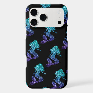 Mermaid aqua blue ombre Sparkles pattern black