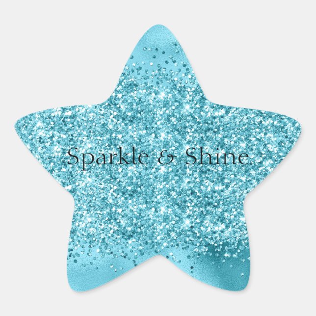 Mermaid Aqua Confetti Sparkle Glitter   Star Sticker (Front)