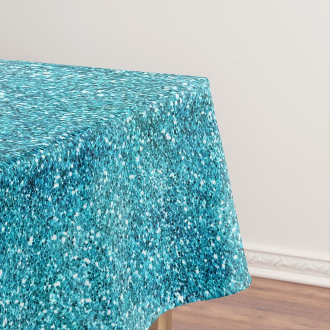 Mermaid Aqua Glitz Glitter  Tablecloth (In Situ)