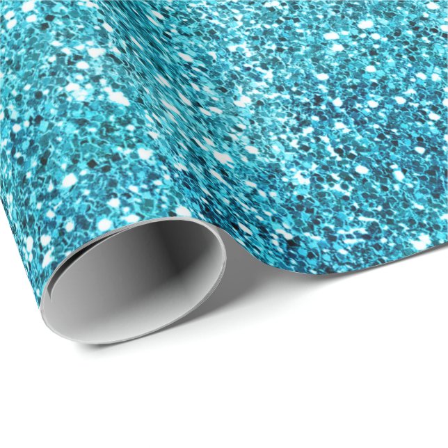 Mermaid Aqua Glitz Glitter Wrapping Paper (Roll Corner)