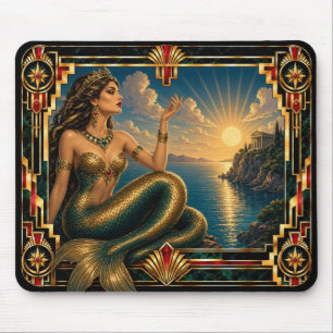 Mermaid, Art Deco Mythical Mouse Pad