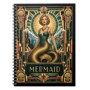 Mermaid, Art Deco Mythical Notebook