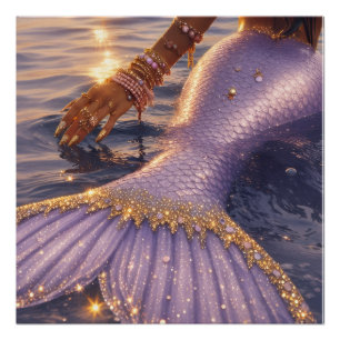 mermaid art glossy poster