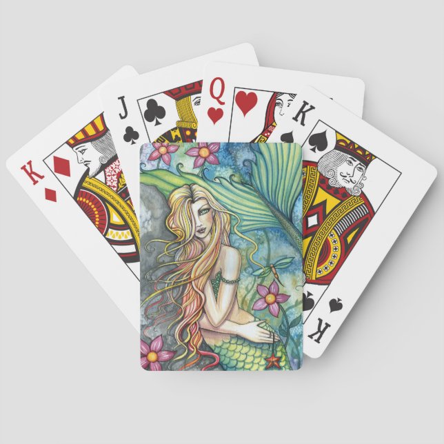 Mermaid Art Playing Cards by Molly Harrison (Back)