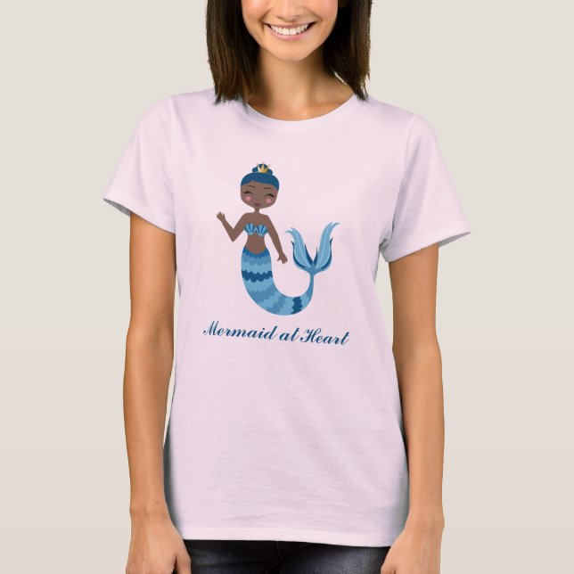 Mermaid at Heart Blue Playful Mermaid T-Shirt (Front)