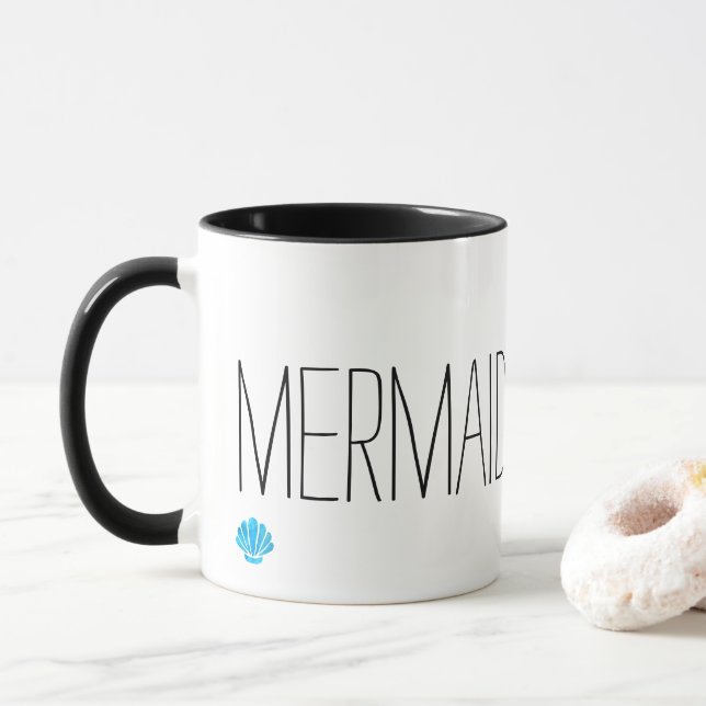 Mermaid at Heart with Blue Shell Mug (With Donut)