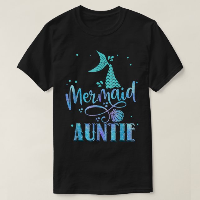 Mermaid Auntie Funny Aunt Women Family Matching Pa T-Shirt (Design Front)