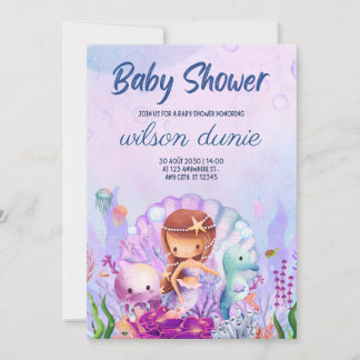 Mermaid Baby Girl Baby Shower Invitation