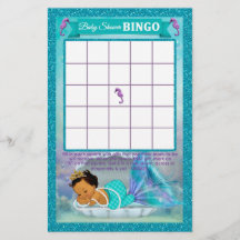 Mermaid Baby Shower Bingo Game Card #136