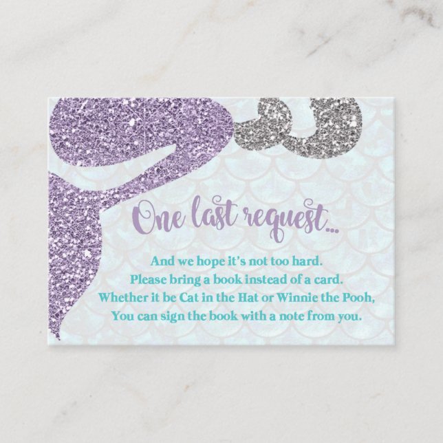 Mermaid Baby Shower Book Request Insert Card (Front)