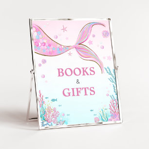 Mermaid Baby Shower Books and Gifts Sign