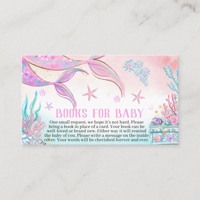 Mermaid Baby Shower Books for Baby Business Card (Front)