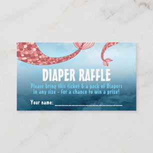 Mermaid Baby Shower Diaper Raffle Card